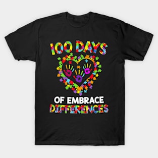 100th Day 100 Days Of School Autism Awareness T-Shirt